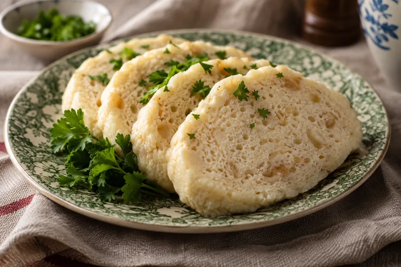 At the Czech table — AI-generated · Food illustration, not a dish photographed at Klas.